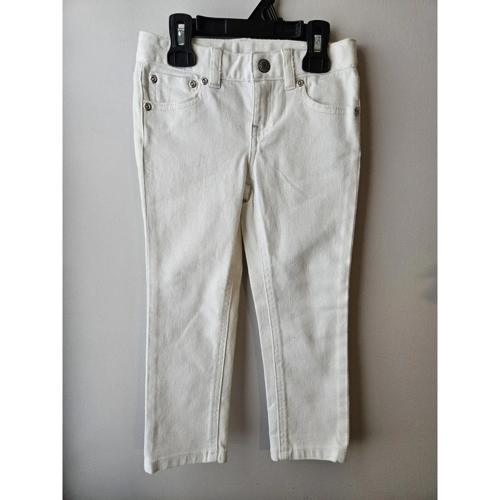 Ralph Lauren Kids Girls White Denim Jeans Size 5 Straight Leg Stretch‎ Cotton